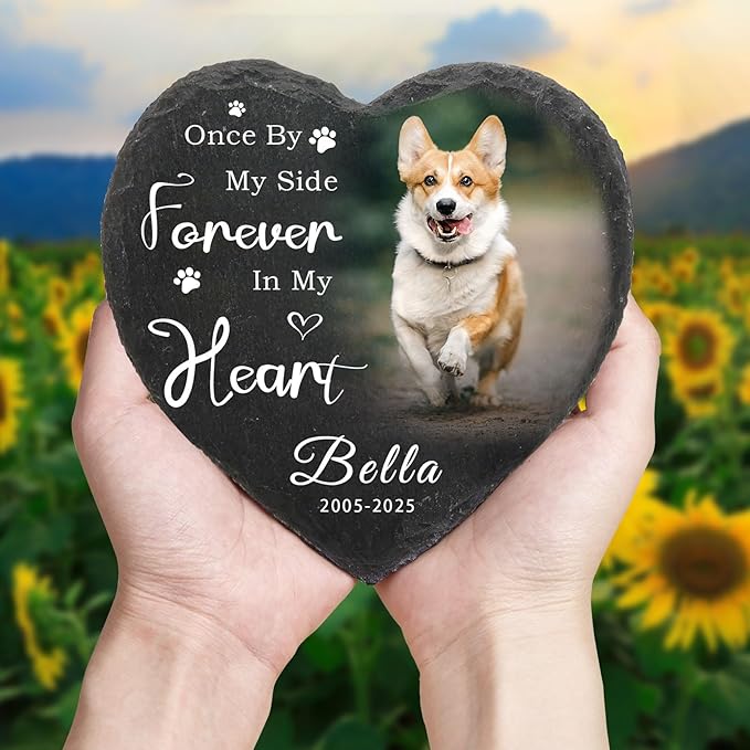 Dog Memorial Gifts for Loss of Dog Cat,Personalized Pet Memorial Stone with Photo Name,Custom Pet Remembrance Gifts,Cat Memorial Sympathy Gift,Dog Passing Away Gifts,Memorial Plaques for Dogs