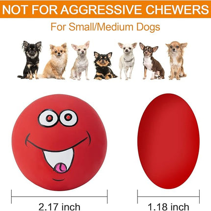 Squeaky Dog Toys Chewing Durable Teething Latex Rubber Soft Interactive Fetch Play Dog Balls with Funny Smile Face for Puppy Small Medium Pet Dog (6PCS)