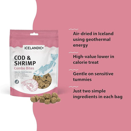 Icelandic+ Cod & Shrimp Combo Bites Dog Treat 3.0-oz Bag