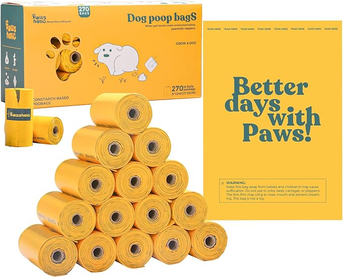 Dog Poop Bags Rolls Guaranteed Leak Proof and Extra thick Poop Bags for Dogs,270 Count 18 Rolls,Unscented, Doggie Poop Bag for Puppy and Big Dogs
