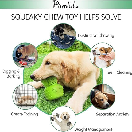 Dog Chew Toys & Teeth Cleaning Brush - Dental for Small, Medium & Large Dogs, Rubber Squeaky Toys for Aggressive Chewers, Cactus Tough Toys