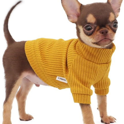 LOPHIPETS Small Dog Turtleneck Sweaters for Teacup Chihuahua Yorkie Puppy Cat Clothes-Yellow/XXS