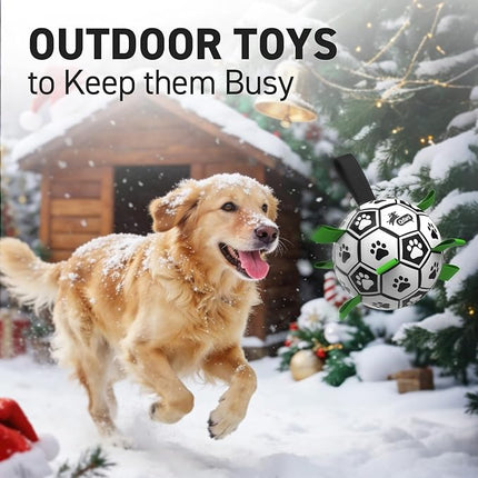 QDAN Dog Toys Dog Balls, World Cup Dog Soccer Ball with Straps, Dog Birthday, Herding Ball, Durable Balls for Small Medium Pet, Puppy Outdoor Toy (6 Inch)