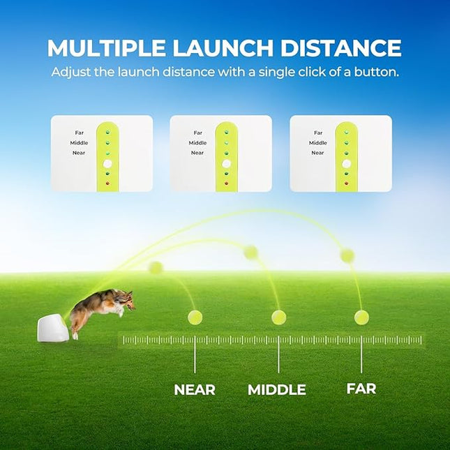 ALL FOR PAWS Automatic Ball Launcher for Dogs Interactive Puppy Pet Ball Outdoor Thrower Fetch Machine, 6 Balls Included (2.5 inch) for Medium to Large Dogs, Rechargeable Battery