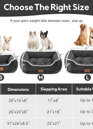 Cat Dog Bed for Pets, Rectangle Pet Bed Gift for Puppy and Kitten, Machine Washable Calming Fluffy Pet Couch Sofa for Indoor Outdoor, Portable Soft Cat Bed with Non-Slip Bottom (Small, Dark Grey)