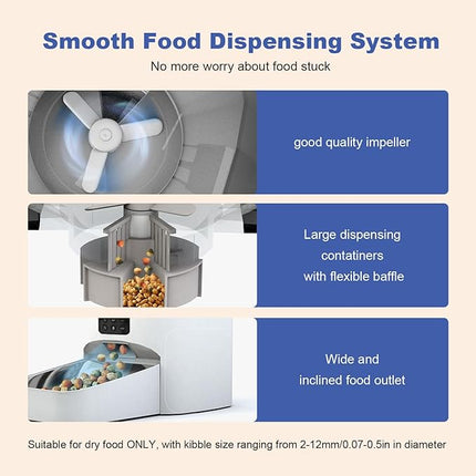 Automatic Cat Feeder, 6L Cat Food Dispenser with 10s Voice Recorder, Pet Feeder up to 8 Meals per Day, Timed Feeder with Dry Food Sealed Ring