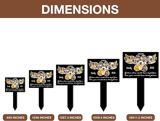 Pet Grave Markers Picture Frame - 18x11.2'' Gloss Acrylic, Stake Mount, Personalized Pet Memorial Gifts, Unisex Adult