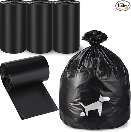 150 Pcs Dog Waste Bags Dog Poop Large Leak Proof Bags 26"x 33" pet Waste Station Can Liners Heavy Duty Pet trash Bin Liner Bag for Walking Poop Station Dispensers, 3 Rolls of 50(Black)