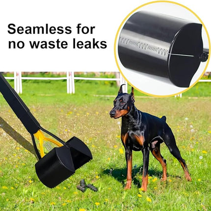 Dog Pooper Scooper for Large Medium & Small Dogs Heavy Duty,Long Handled Dog Poop Scooper for Grass,Durable Dog Poop Pick Up Tool (Yellow)