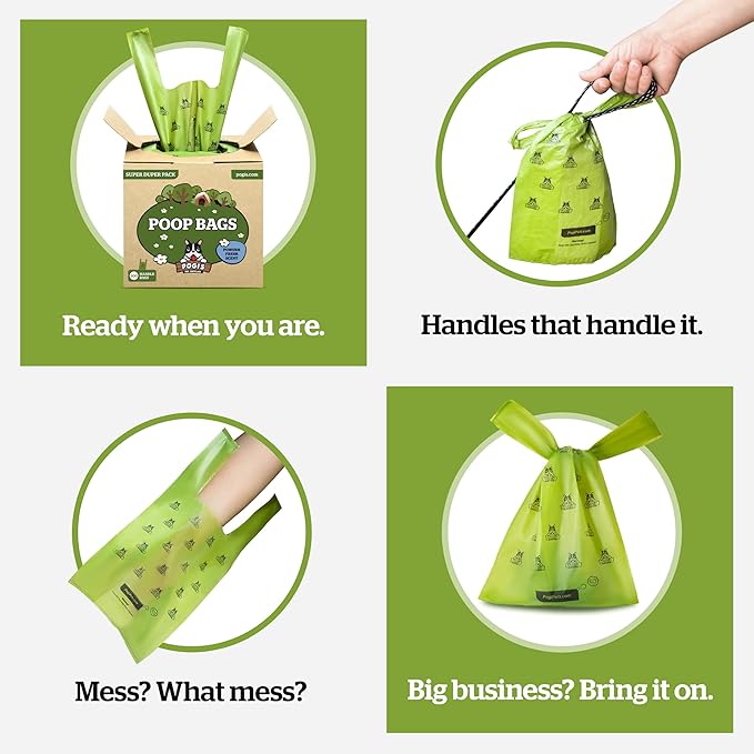 Pogi’s Dog Poop Bags with Handles – Extra-Thick, Leak-Proof, Large, Fresh Scent, 900-Count