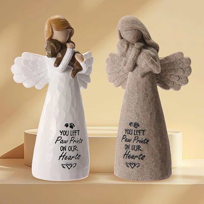 Pet Memorial Gifts for Dogs - Dog Bereavement Sympathy Gift, Loss of Dog Remembrance Keepsake with “You Left Paw Prints on Our Hearts”, Ideal for Rainbow Bridge & Pet Loss Memorial(White)