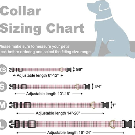 Rnivvi Dog Collar for Large Dogs, Cute Heavy Duty Adjustable Puppy Collar with Quick Release Buckle for Boy Girl & Female, Pet Accessories for Walking Running, L Length 1" Width, Pink Tartan