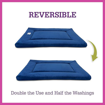 Pet Dreams Dog Crate Pad - Washable Kennel Mat, Crate Pads for Dog Cages, Non-Toxic, Flat Indoor Cat Bed, Fits iCrate 18, 24, 30, 36, 42, 48 Inches (Blue, Medium, 30")