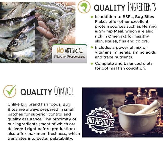 Fluval Bug Bites Fish Food with Spirulina, Flakes for Small to Medium Sized Fish, 0.63 oz., A7354, Brown