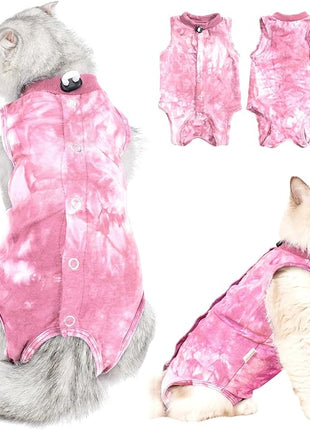 Cat Recovery Suit After Surgery, Cat Recovery Wear for Abdominal Wounds Cat Onesie Cone E-Collar Alternative,Pink M