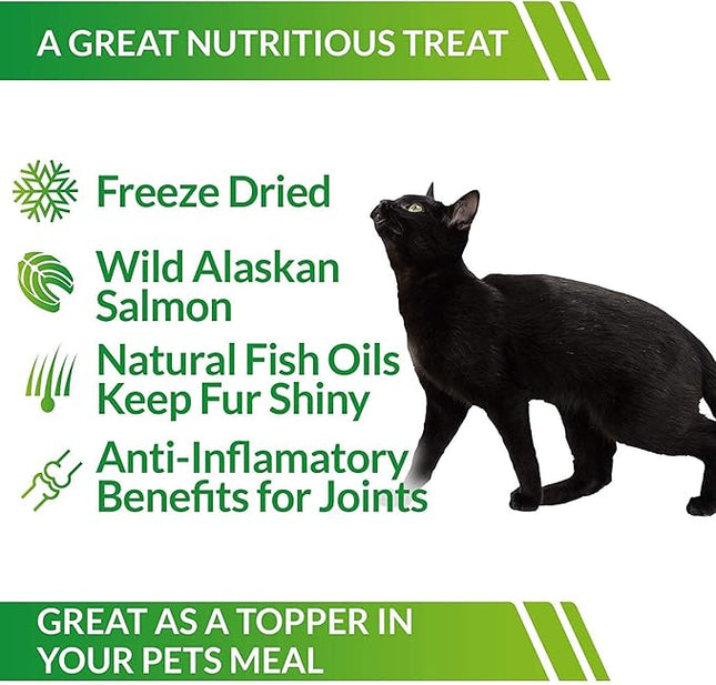 LIFE ESSENTIALS BY CAT-MAN-DOO All Natural Freeze Dried Wild Alaskan Salmon Treats for Cats & Dogs - Single Ingredient Grain Free Snack with No Additives or Preservatives, 5 Ounce Bag - 2 Pack