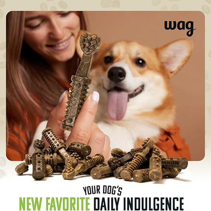 Amazon Brand - Wag Dental Dog Treats to Help Clean Teeth & Freshen Breath - Small, Unflavored, 2.25 pounds, 60 Count (Pack of 1)