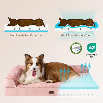 EHEYCIGA Memory Foam Dog Bed Medium Sized Dogs, Waterproof Dog Bed Orthopedic with Washable Removable Cover, Non-Slip Pet Bed Couch for Crate, 30x20x6 Inches, Pink