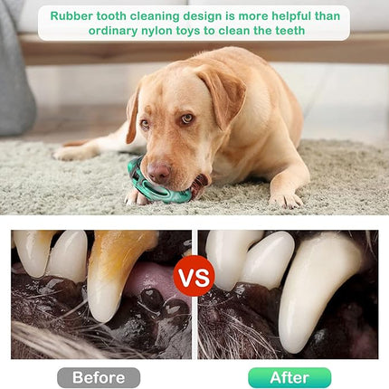 2 Pack Squeaky Dog Toys for Aggressive Chewers Large Medium Small Puppy Interactive Dog Chew Toy Durable Rubber Indestructible Tough Ball (Blue Green)