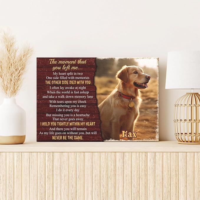 Dem Canvas Personalized Photo Canvas Prints, Dog Loss Gifts, The Moment That You Left Me, Pet Memorial Gifts, Dog Death Sympathy Gifts, Dog Cat Passing Away Loss Gift Dog Grieving Gifts (36x24)