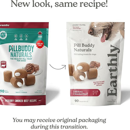 Earthly Pill Buddy Naturals - Beef Recipe Pill Hiding Treats for Dogs - Make A Perfect Pill Concealing Pocket Or Pouch for Any Size Medication - 90 Servings