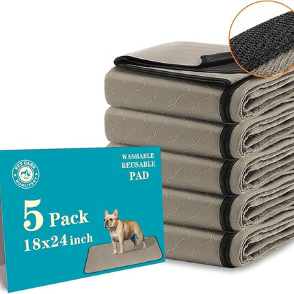 Washable Pee Pads for Dogs 18" x 24", 5 Pack, Potty Buddy for Dogs Washable, Dog Training Pads with Quick Dry, Large Anti-Slip Whelping Pad for Pet, Playpen, Incontinence, Housebreaking