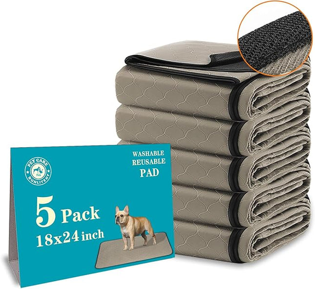 Washable Pee Pads for Dogs 18" x 24", 5 Pack, Potty Buddy for Dogs Washable, Dog Training Pads with Quick Dry, Large Anti-Slip Whelping Pad for Pet, Playpen, Incontinence, Housebreaking
