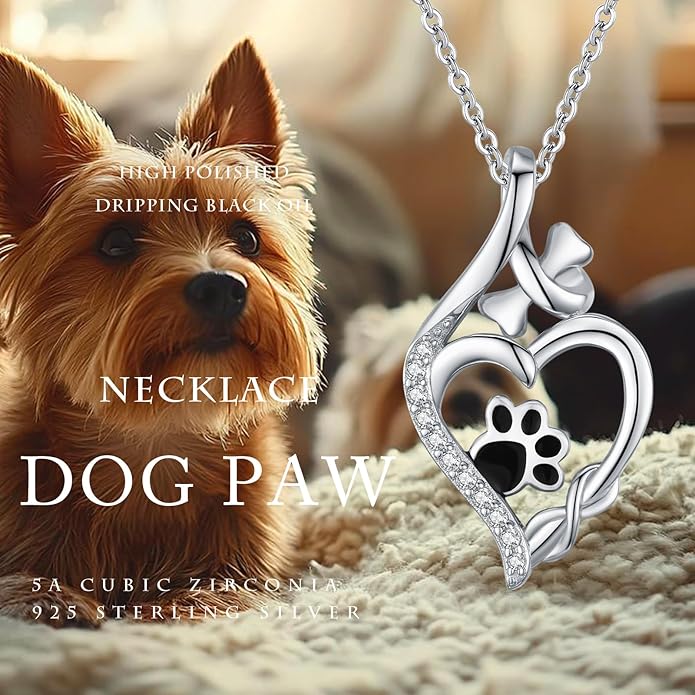 MEDWISE 925 Sterling Silver Dog Paw Print Necklace Infinity Symbol Pendant Heart Bone Necklace Infinity Jewelry for Women Ladies Wife Mother Daughter Dog Pet Lover Christmas Birthday Gifts