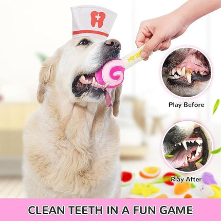 LEGEND SANDY Dog Toys for Aggressive Chewers, Large Dog Toys to Keep Them Busy, Interactive Squeaky Pet Toys, Tug of War, Crinkle Blue Shark (14P)