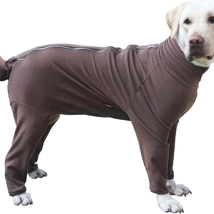 Large Dog Pajamas Pjs Bodysuits Full Body Coverage Onesie Clothes Anxiety Calming Surgery Recovery Suit for Labrador Dobermann, Brown, 5X-Large