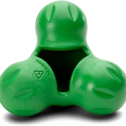 WEST PAW Tux Durable Dog Chew Toy and Treat Dispenser for Strong Chewers and Short Snouted Dog- Tough Interactive Design for Enrichment Training and Play - Made in USA Dishwasher Safe - Clover Green