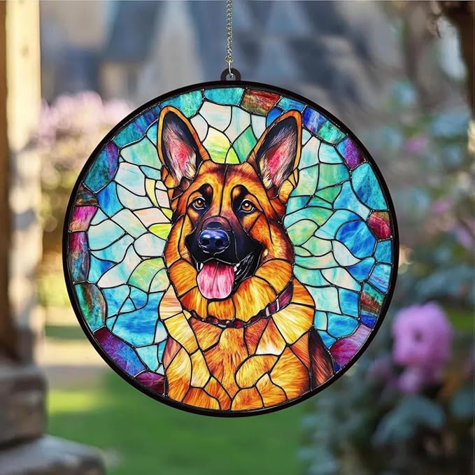 Custom Dog Portrait Stained Glass Light Catcher, Pet Memorial Stained Glass Photo Light Catcher, Staineds Glass Dog Memorial, Loss of Dogs Sympathy Gift Personalized, Pet Loss Gift /8