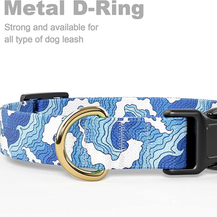 Rnivvi Dog Collar for Small Dogs, Cute Heavy Duty Adjustable Puppy Collar with Quick Release Buckle for Boy Girl & Female, Pet Accessories for Walking Running, XS Length 5/8" Width, Japanese Wave