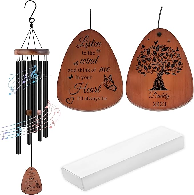 Personalized Pet Memorial Wind Chimes-Custom Sympathy Gift for Loss of Dog or Cat-Keepsake in Memory of Beloved Pet-Comforting Bereavement Gift for Grieving Pet Owners (Memorial-Tree)