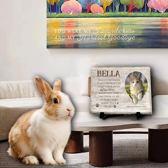 Personalized Pet Memorial Stone, Custom Dog Memorial Gifts for Loss of Dog with Photo Name Date, Dog Remembrance Gift, Loss of Dog Sympathy Gift for Dog Cat Lovers (Quote 11)