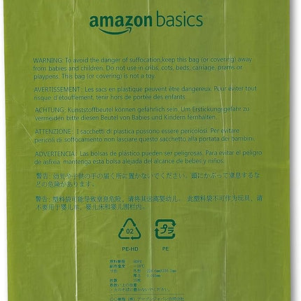 Amazon Basics Dog Poop Bags with Dispenser, 270 Count, Enhanced for Guaranteed Leakproof, Cucumber Scented, Includes Leash Clip