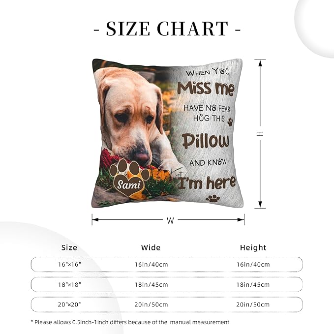 Funnylife Personalized Pet Memorial Throw Pillow with Photo Pet Memorial Gifts for Dogs Cats Loss of Dog Sympathy Gift Dog Bereavement Remembrance Picture Pillow