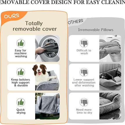 Comfort Expression Orthopedic Dog Bed for Medium Dogs 28x19 Inch, Waterproof Supportive Egg Crate Foam Medium Pet Bed with Removable Bolsters, Dog Couch with Washable Cover & Non-Slip Bottom, Beige