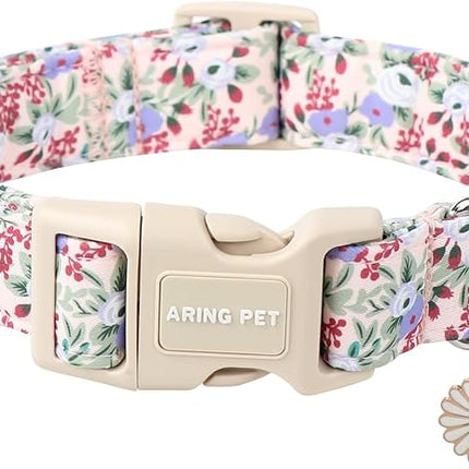 ARING PET Floral Dog Collar, Cute Purple Flower Spring Summer Pet Collars with Quick Release Buckle for Puppy Small Medium Large Boy Girl Dogs-XS
