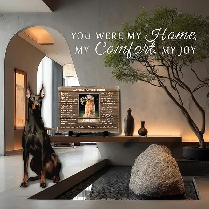 Personalized Pet Memorial Stone, Custom Dog Memorial Gifts for Loss of Dog with Photo Name Date, Dog Remembrance Gift, Loss of Dog Sympathy Gift for Dog Cat Lovers (Quote 18)