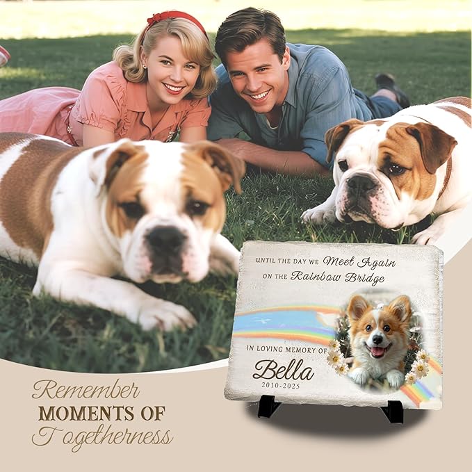 Personalized Pet Memorial Stone, Custom Dog Memorial Gifts for Loss of Dog with Photo Name Date, Dog Remembrance Gift, Loss of Dog Sympathy Gift for Dog Cat Lovers (Quote 4)