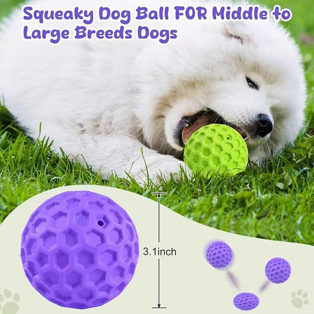 Squeaky Dog Toys for Aggressive Chewers, Indestructible Dog Balls for Aggressive Chewers, Purple Squeaky Balls for Dogs, Interactive Toys for Large Dogs to Relax