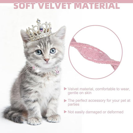 EXPAWLORER Soft Velvet Safe Cat Collars for Girl Cats - Rhinestones Bling Diamante Adjustable Collars Breakaway- Chirstmas Cat Clollar Gifts with Bells for Boy Cats Kitty and Small Dogs