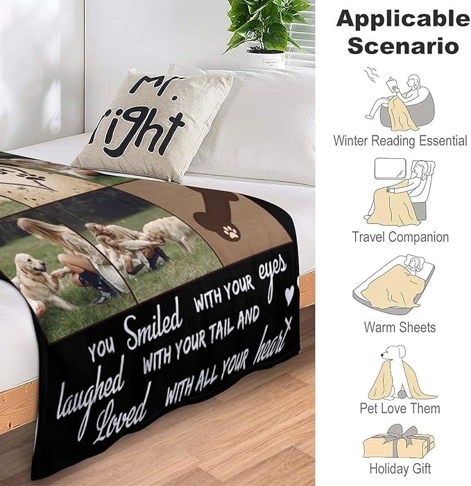 Artsadd Dog and Cat Memorial Gifts, Pet Loss Memorial Blanket, Custom Dog Blanket, Personalized Pet Remembrance Gifts, Loss of Pet or Cat Remembrance Sympathy Grief Condolence Bereavement Gifts