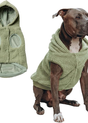 Spark Paws Fleece Dog Jacket, Hooded Sweater Vest, Warm Coat for Winter - Suitable for Small Medium Large XL XXL Breeds - Light Green - 3XL