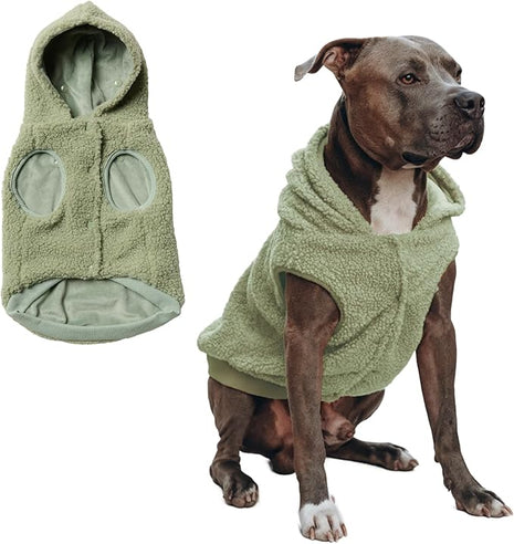 Spark Paws Fleece Dog Jacket, Hooded Sweater Vest, Warm Coat for Winter - Suitable for Small Medium Large XL XXL Breeds - Light Green - 3XL