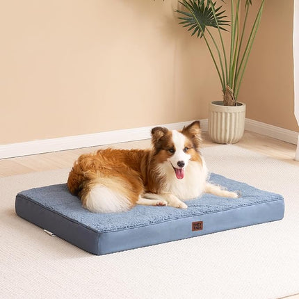 EHEYCIGA Washable Dog Beds for Extra Large Dogs, XL Dog Bed with Removable Cover for Crate, Orthopedic Foam Pet Bed Dog Mat Mattress Cushions for Extra Large Dogs, Spa Blue(41 X 27)