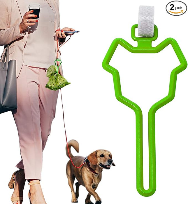 Dalzom® 2Pcs Dog Poop Bag Holder, Waste Bag Holder Carrier for Leash, Dog Poop Bag Dispenser for Walking Running Bicycle Accessory (Green)