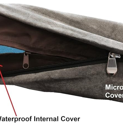 Dogbed4less Orthopedic Dog Bed with Memory Foam for Medium Large Pet, Waterproof Liner, Washable Microsuede Gray Cover, 41X27X4 Inch (Fit 42X28 Crate)