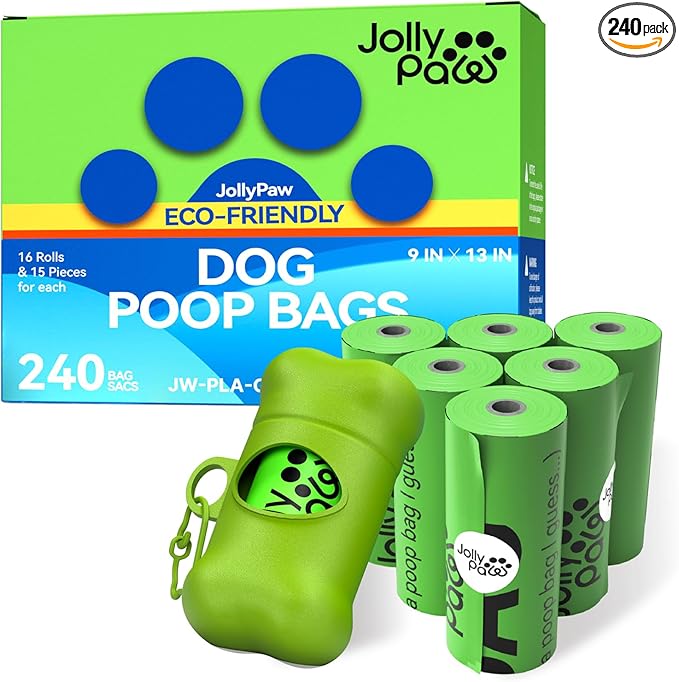 Dog Poop Bags with 1 Count Holder Scented, Leak Proof, Extra Thick and Large Poop Bags for Dogs, 240 Pieces (16 Rolls) 9" x 13" Plant Based for Pet Use